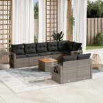 vidaXL Salon de jardin 9 Pièces avec coussins gris résine tressée