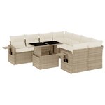 vidaXL Salon de jardin avec coussins 9 Pièces beige résine tressée