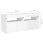 vidaXL Meuble TV avec lumières LED blanc brillant 90x35x40 cm