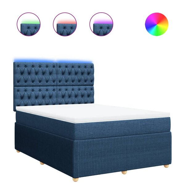 vidaXL Sommier à lattes de lit avec matelas Bleu 140x190 cm Tissu