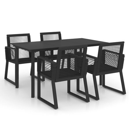 vidaXL Salon de jardin 5 Pièces Rotin PVC Noir