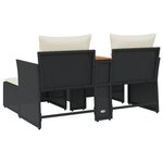 vidaXL Canapé de jardin 2 places avec tabourets noir résine tressée