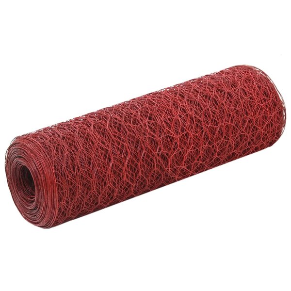 vidaXL Grillage Acier avec revêtement en PVC 25x0 5 m Rouge