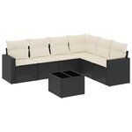 vidaXL Salon de jardin 7 Pièces avec coussins noir résine tressée