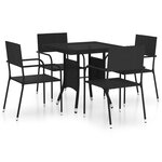 vidaXL Ensemble à manger de jardin 5 Pièces Résine tressée Noir