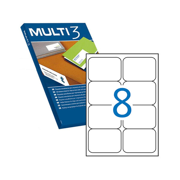 Multi3 Lot de 800 étiquettes blanches avec bords émoussés Taille 99 1 x 67 7 mm avec adhésif permanent pour usages multiples
