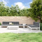 vidaXL Salon de jardin 6 Pièces Blanc Bois de pin massif