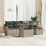 Ensemble de canapé de jardin de 6 pièces avec coussins Gris clair Rotin synthétique