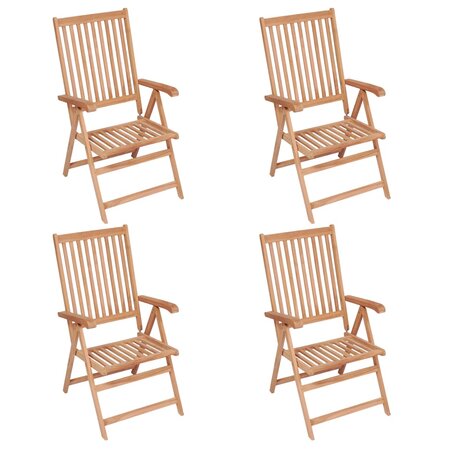 vidaXL Chaises inclinables de jardin lot de 4 Bois de teck solide