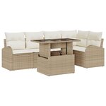Ensemble de Sofa de Jardin 6 Pièces vidaXL avec Coussins Beige Rattan Poly