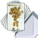 LOT 5 Cartes Meilleurs Vœux + 5 Enveloppes 14x9cm