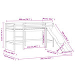 vidaXL Lit mezzanine enfants et rideaux rose 90x200cm bois pin massif