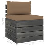 vidaXL Canapé de milieu palette de jardin avec coussins Bois de pin