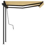 vidaXL Auvent rétractable automatique et poteaux 3x2 5m Jaune et blanc