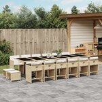 vidaXL Ensemble à manger de jardin et coussins 17 Pièces beige