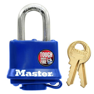 Cadenas en Acier Laminé à Clé et Protection Thermoplastique Bleu 7 3 x 4 x 2 5 cm