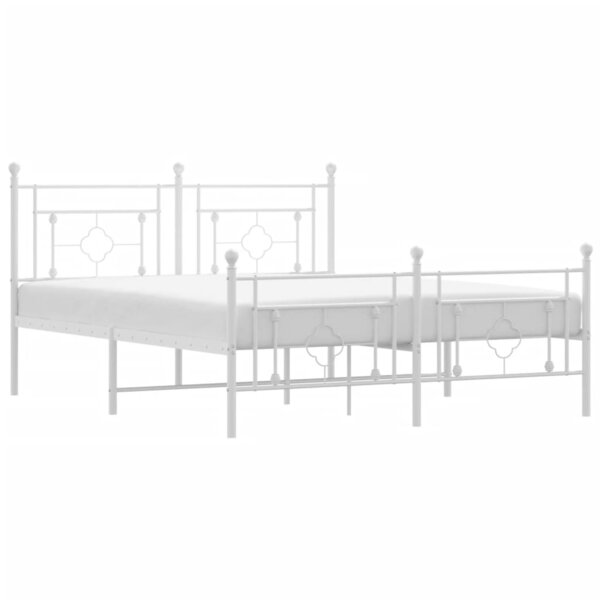 vidaXL Cadre de lit métal avec tête de lit/pied de lit blanc 160x200cm
