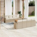 vidaXL Salon de jardin avec coussins 9 Pièces beige résine tressée