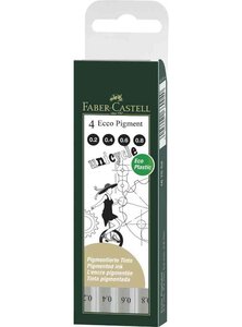 étui de 4, stylos feutre ECCO PIGMENT noir FABER-CASTELL