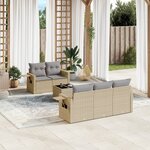 vidaXL Salon de jardin avec coussins 6 Pièces beige résine tressée