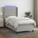 vidaXL Sommier à lattes de lit matelas LED Gris clair 100x200 cm Tissu