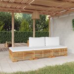 vidaXL Salon de jardin 3 Pièces avec coussins Bois de teck solide