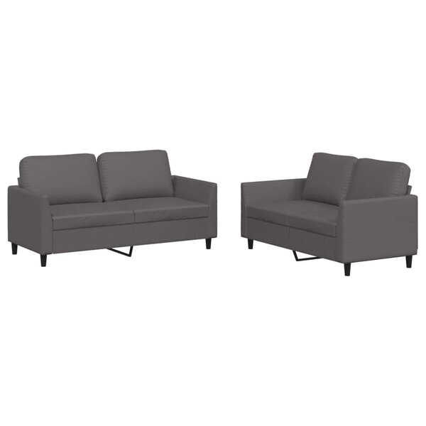 vidaXL Ensemble de canapés 2 Pièces avec coussins Gris Similicuir