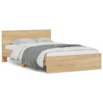 vidaXL Cadre de lit avec tête de lit et LED chêne sonoma 135x190 cm