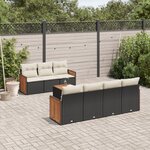 vidaXL Salon de jardin 8 Pièces avec coussins noir résine tressée