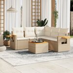 vidaXL Salon de jardin avec coussins 6 Pièces beige résine tressée
