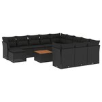 vidaXL Salon de jardin avec coussins 13 Pièces noir résine tressée