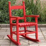 vidaXL Chaise à bascule enfants rouge bois de peuplier massif