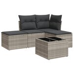 vidaXL Salon de jardin 5 Pièces avec coussins gris clair résine tressée