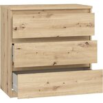 Commode CHELSEA 3 tiroirs - 77 2 x 42 x 79 9 cm - chêne artisan
