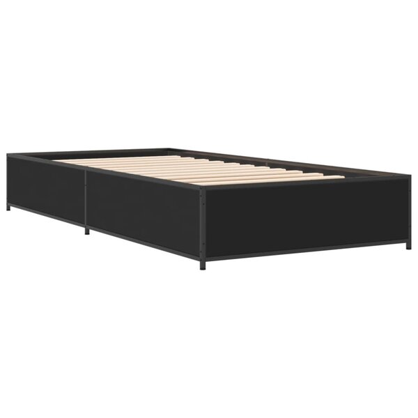 vidaXL Cadre de lit noir 90x190 cm bois d'ingénierie et métal