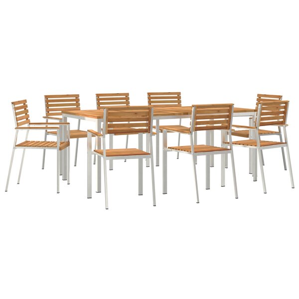 Ensemble de salle à manger de jardin de 9 pièces en bois de teck vidaXL
