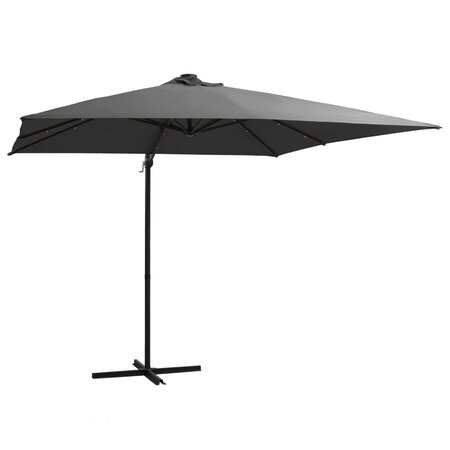 vidaXL Parasol déporté avec LED et mât en acier 250x250 cm Anthracite