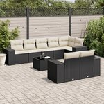 vidaXL Salon de jardin 9 Pièces avec coussins noir résine tressée