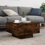 vidaXL Table basse avec lumières LED chêne fumé 55x55x31 cm
