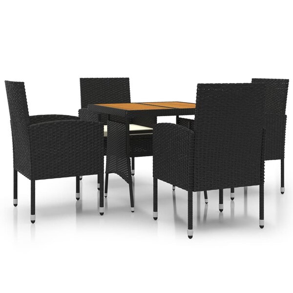 vidaXL Ensemble à manger d'extérieur 5 Pièces Résine tressée Noir