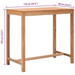 vidaXL Table de bar de jardin 110x60x105 cm bois de teck solide