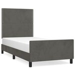 vidaXL Cadre de lit avec tête de lit Gris foncé 90x190 cm Velours
