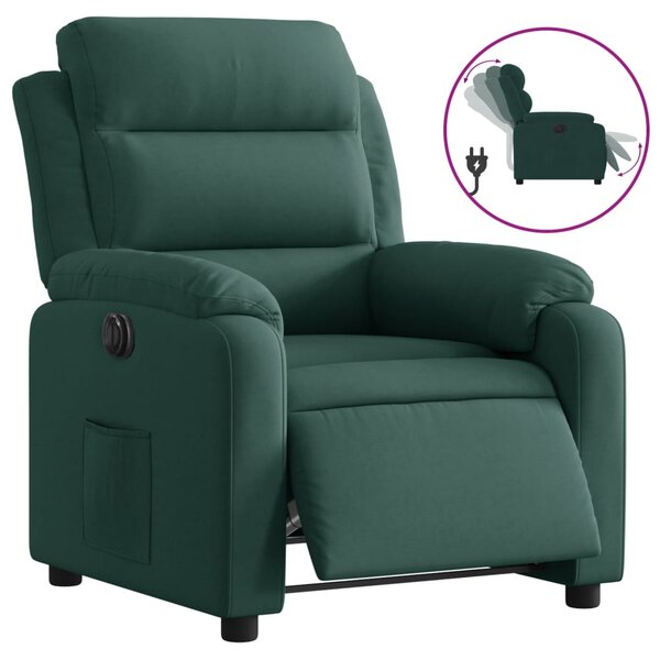 vidaXL Fauteuil inclinable électrique vert foncé velours