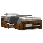 vidaXL Cadre de lit sans matelas chêne fumé 90x200cm bois d'ingénierie