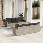 vidaXL Salon de jardin 9 Pièces avec coussins gris clair résine tressée
