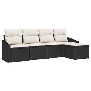 vidaXL Ensemble de Canapés avec coussin 5 Pièces Noir polyrotin