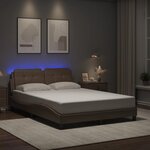 vidaXL Cadre de lit avec lumières LED cappuccino 140x190 cm similicuir