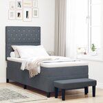 vidaXL Lit à Ressorts avec Matelas & Banc Gris Foncé 100x200 cm Velours