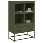 vidaXL Buffet haut vert olive 68 5x39x111 5 cm acier laminé à froid