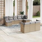 vidaXL Salon de jardin avec coussins 10 Pièces beige résine tressée